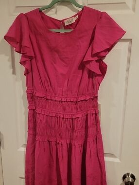 Womens ELIZA J Fuchsia Ruffle Sleeve Dress